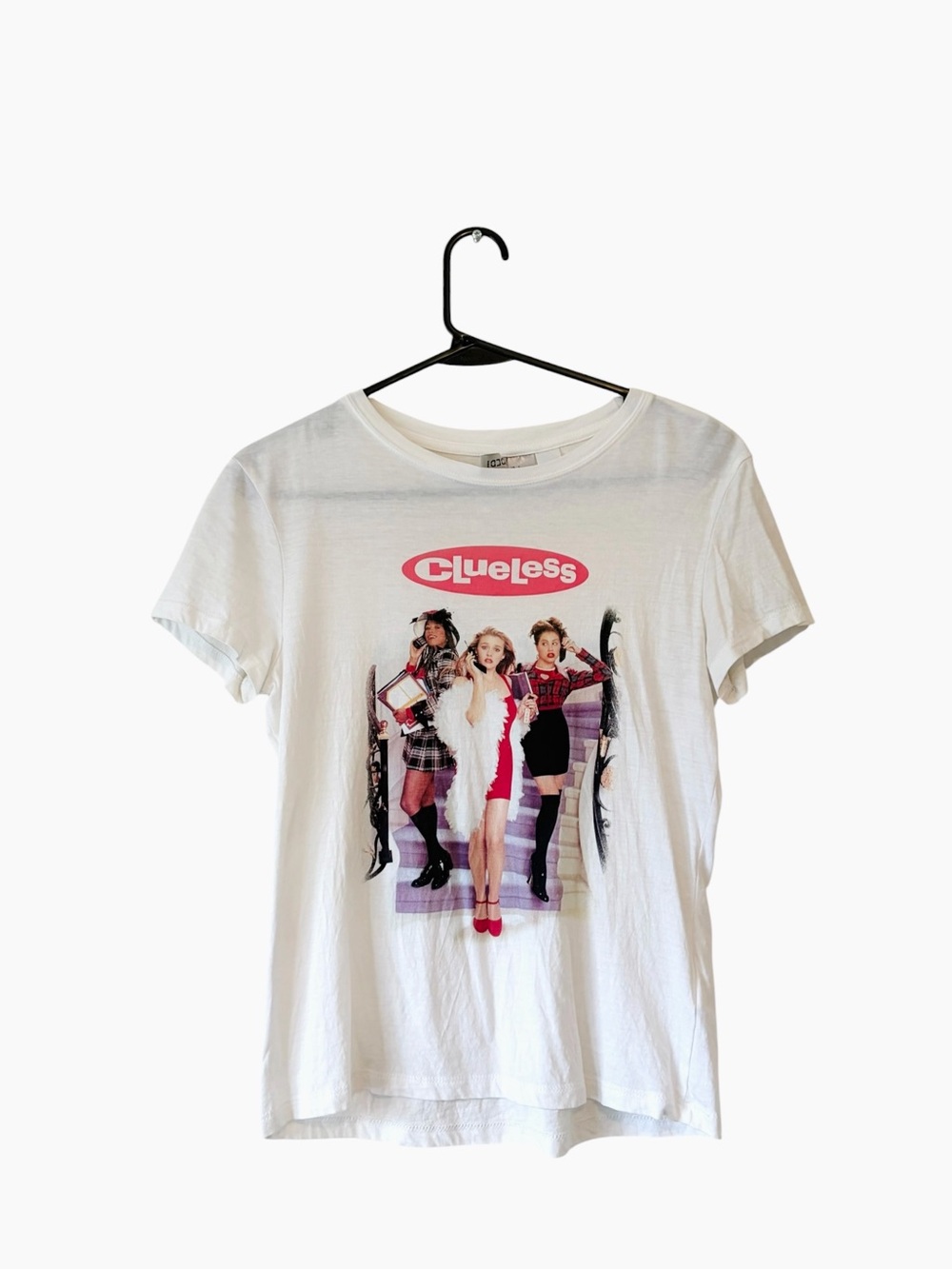 H&M White Clueless Graphic Tee with Pink Logo
